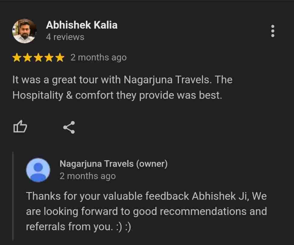 Nagarjuna Travels Customer Testimonial 4